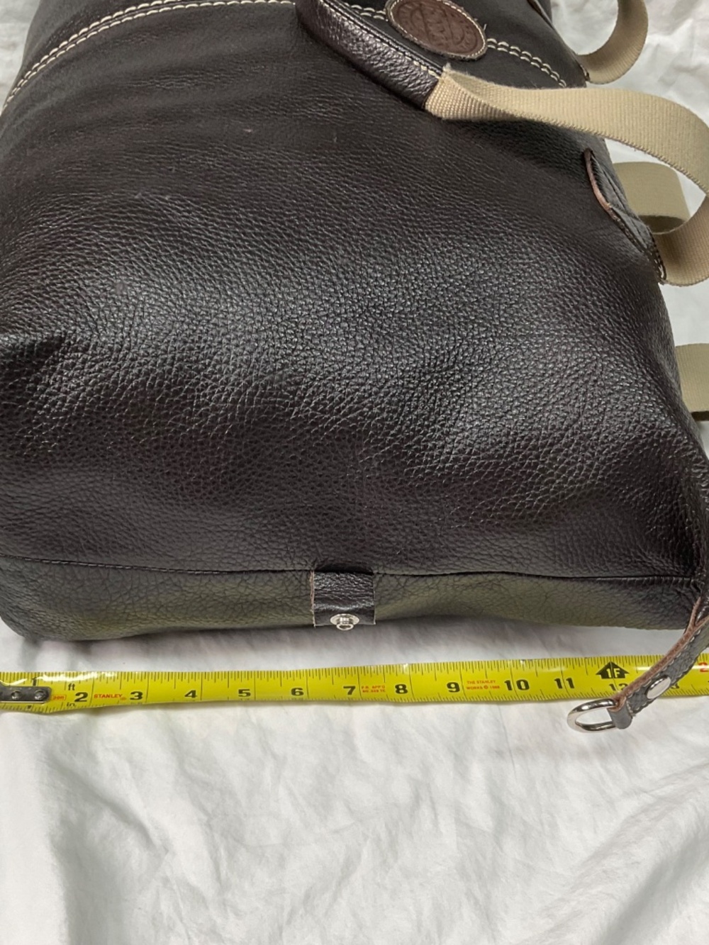 Vintage Roots Brown Pebbled Leather Duffel Weekender Bag - Picture 5 of 12